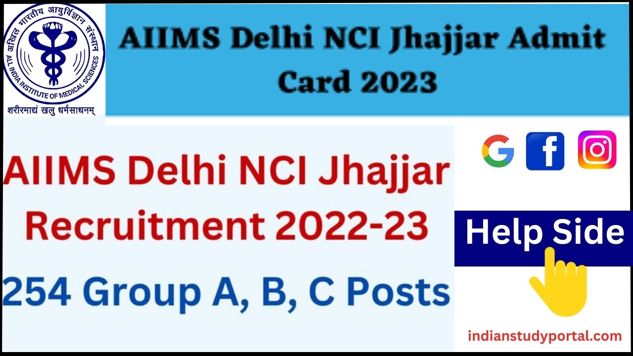 AIIMS Delhi NCI Jhajjar Admit Card 2023 Download