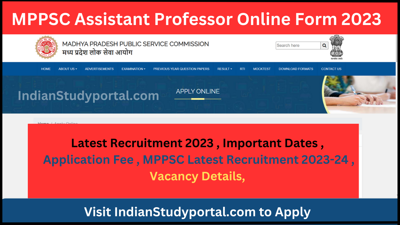 MPPSC Assistant Professor Online Form 2023